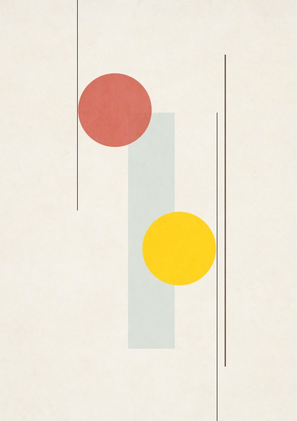 Myosin Collage depiciting a red and a yellow circle and thin black line
