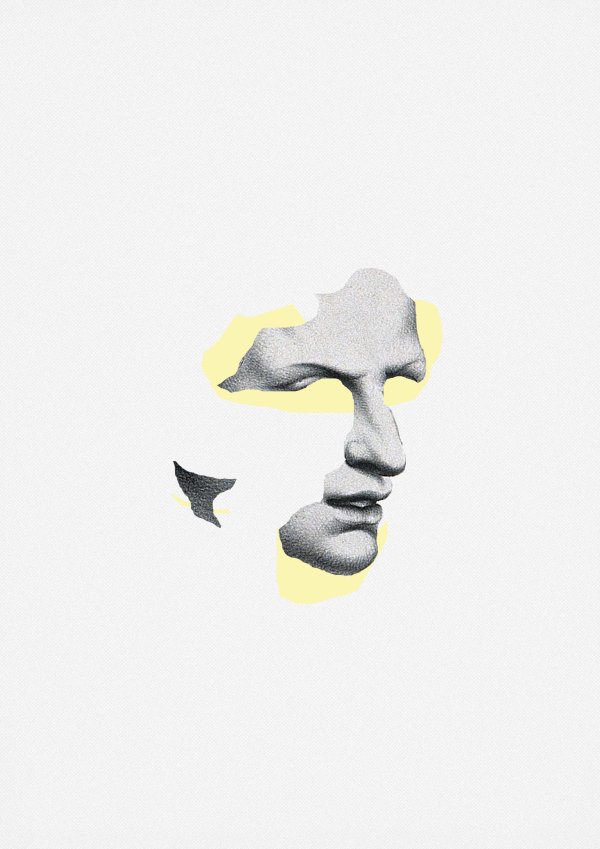 King Collage consisting of different parts of a face from an old anatomical book