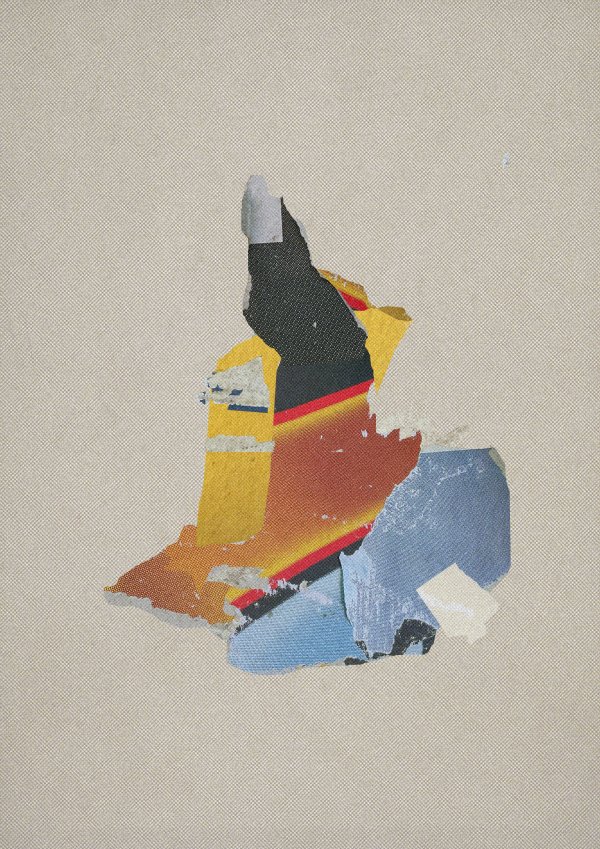 Statue Collage consisting of parts from an advertising column (Litfaßsäule)