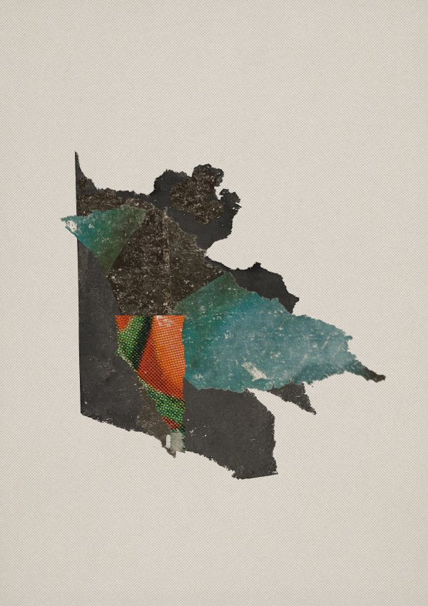 VOLC Abstract collage consisting of parts from an advertising poster/print screen