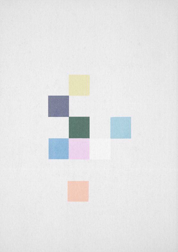 Abstract collage consisting of colored squares