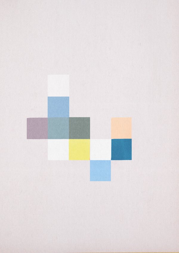Abstract collage consisting of colored squares