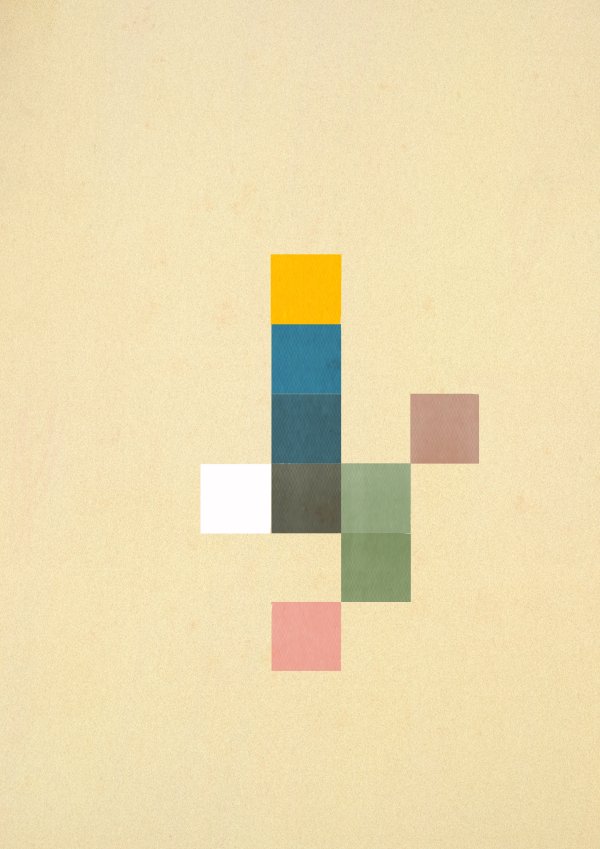 Abstract collage consisting of colored squares