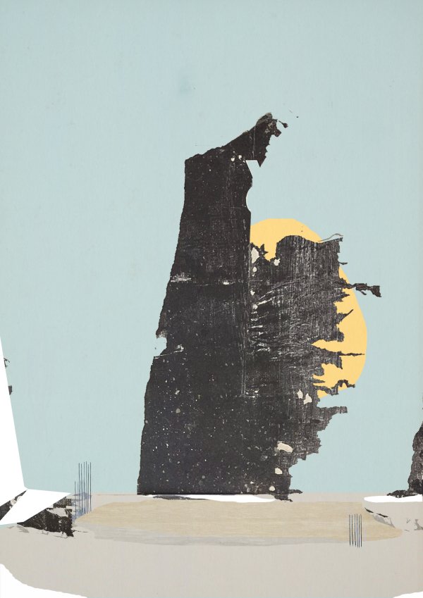 Abstract collage consisting of residue from different advertising posters
